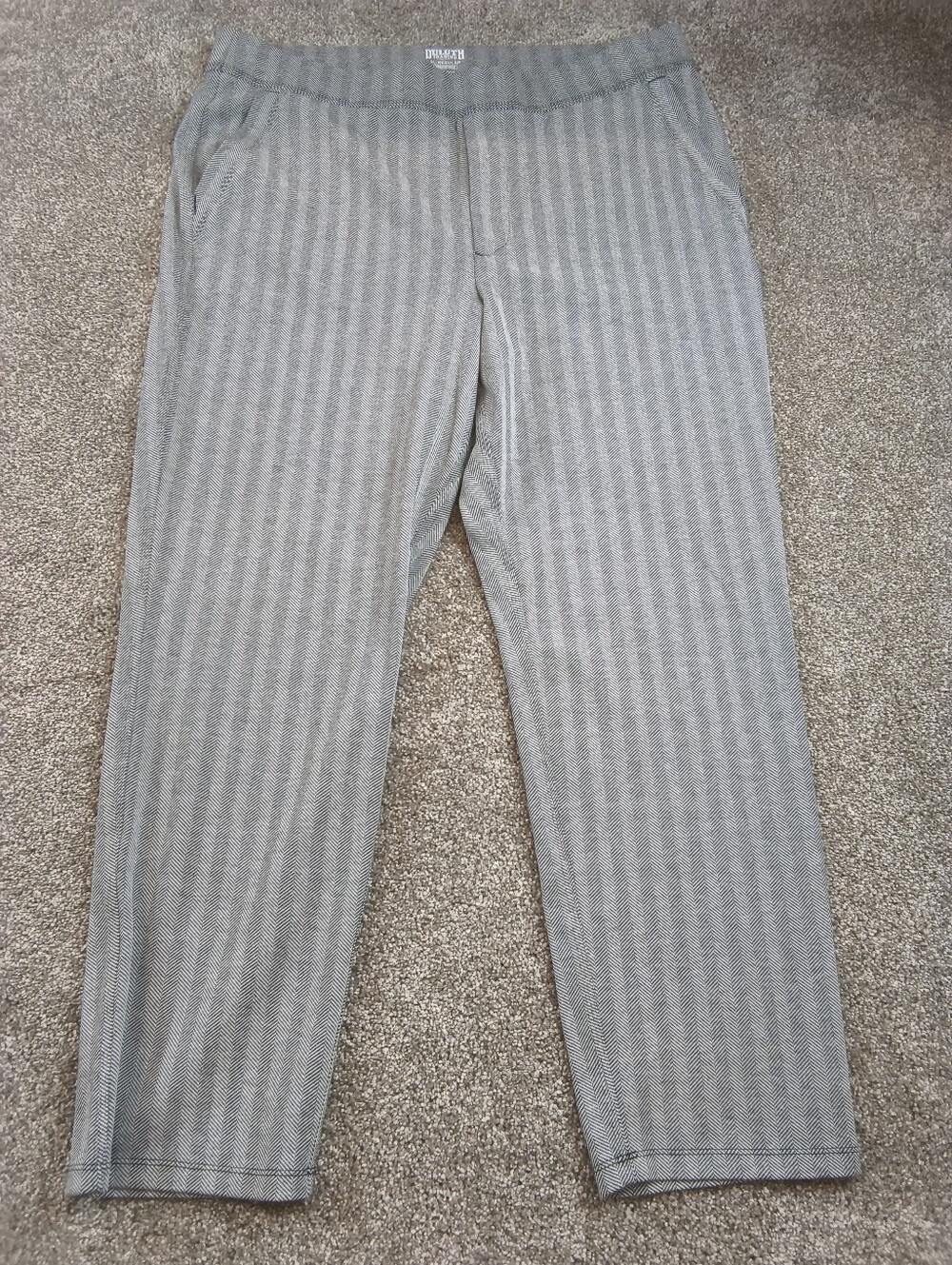 Duluth Trading Co Noga Naturale Pants Womens XL Regul Gray Herringbone Work Wear